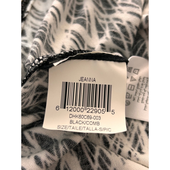 BCBGMAXAZRIA Jeanna Black White Abstract Midi Dress Long Sleeve Size S - Picture 7 of 10